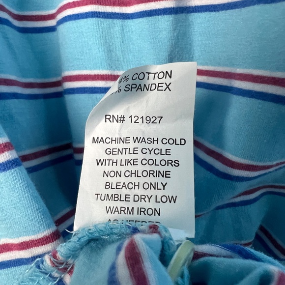 Johnnie-O Blue Red White Stripe Embroidery Short Sleeve Button Polo Men’s Small - Picture 6 of 6